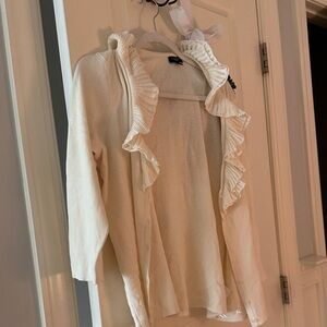 Talbots Cream Ruffle Cardigan